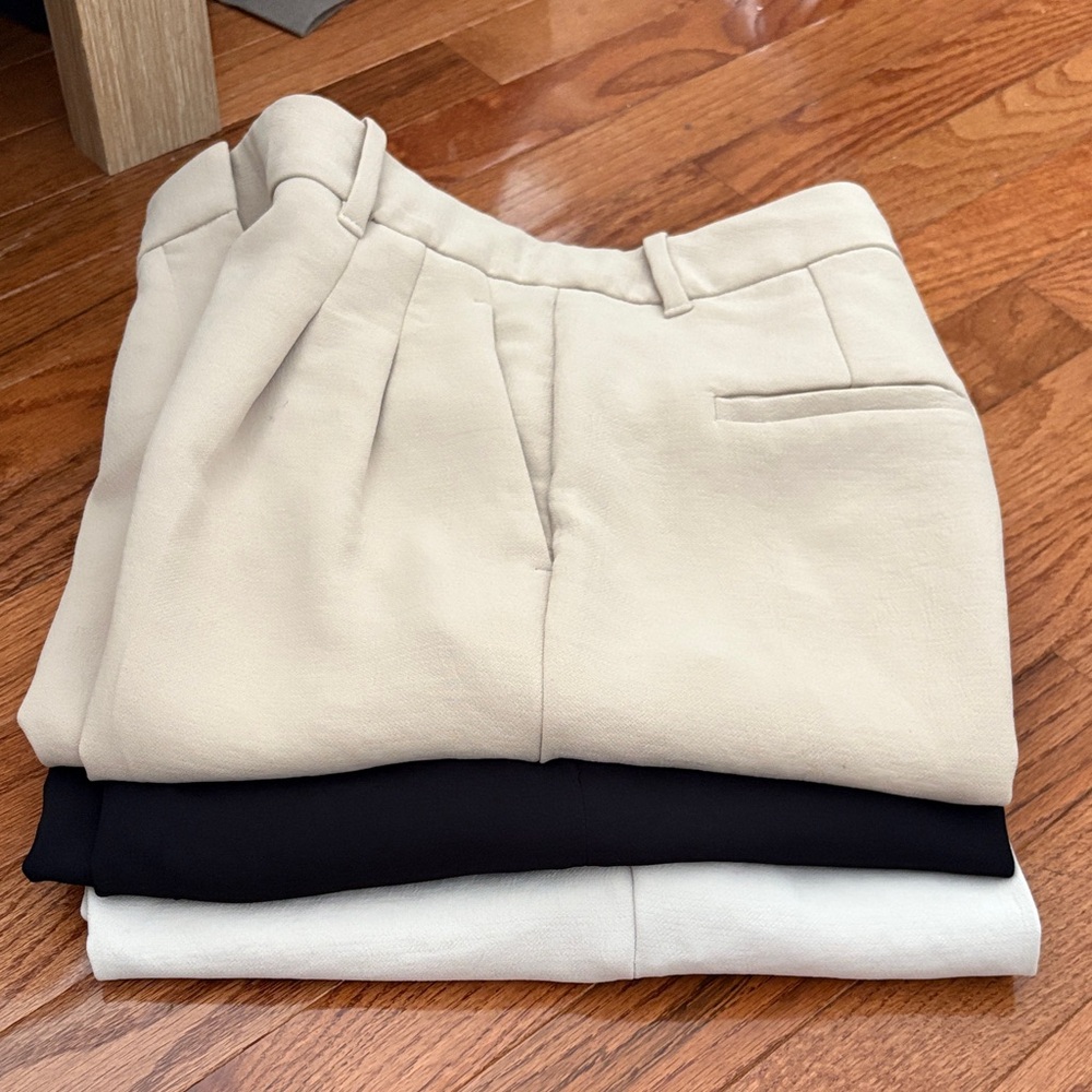 Aritzia Effortless Pant in Beige, Mustard and Black